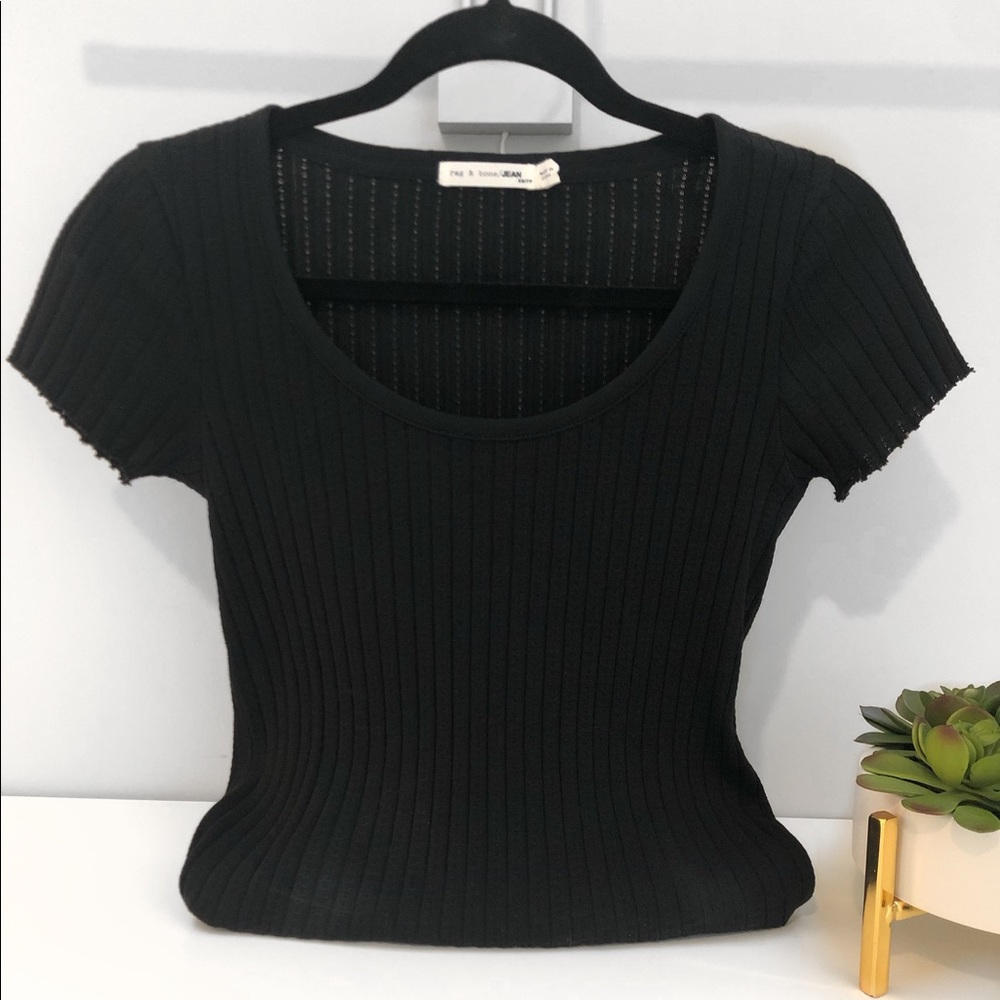 Rag & bone jean black ribbed top